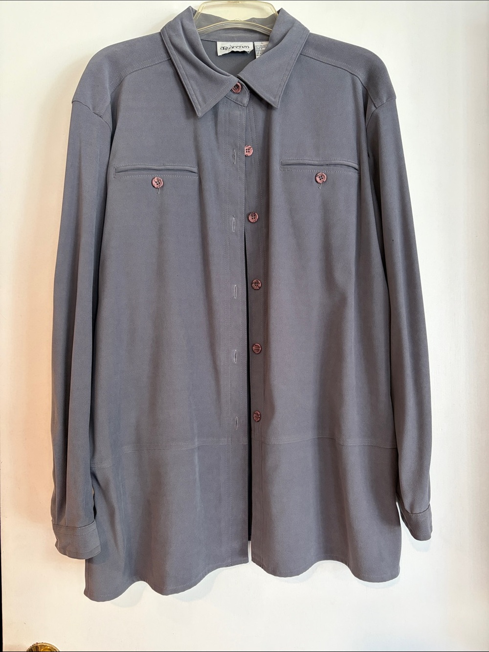 VTG Apparenza Slate Gray Button Down Shirt Dual Chest Pockets L